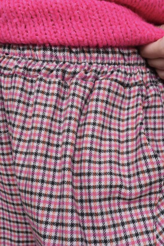 Donald Plaid Brushed Cotton Barrel Pant Pink